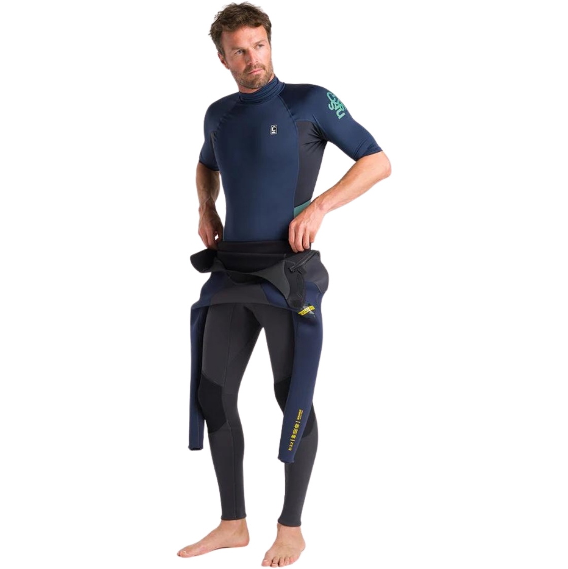 2026 C-Skins Mens NuWave X Short Sleeve Rash Vest C-NLYSSMT - Bluestone / Black / Dark Sage